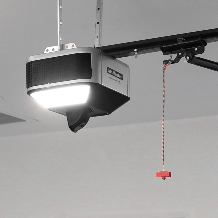 A LiftMaster garage door opener professionally installed.