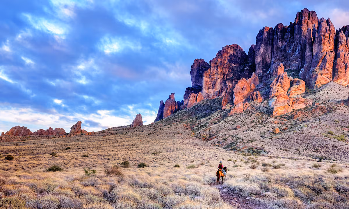 Photo of Wittmann AZ Desert Landscape next to mountainous terrain.